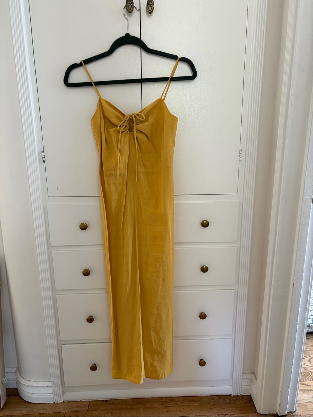Zara Mustard Slip Dress with Front Tie